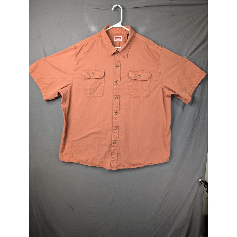 Wrangler Mens Short Sleeve Button Down Shirt 2XL Rust Orange